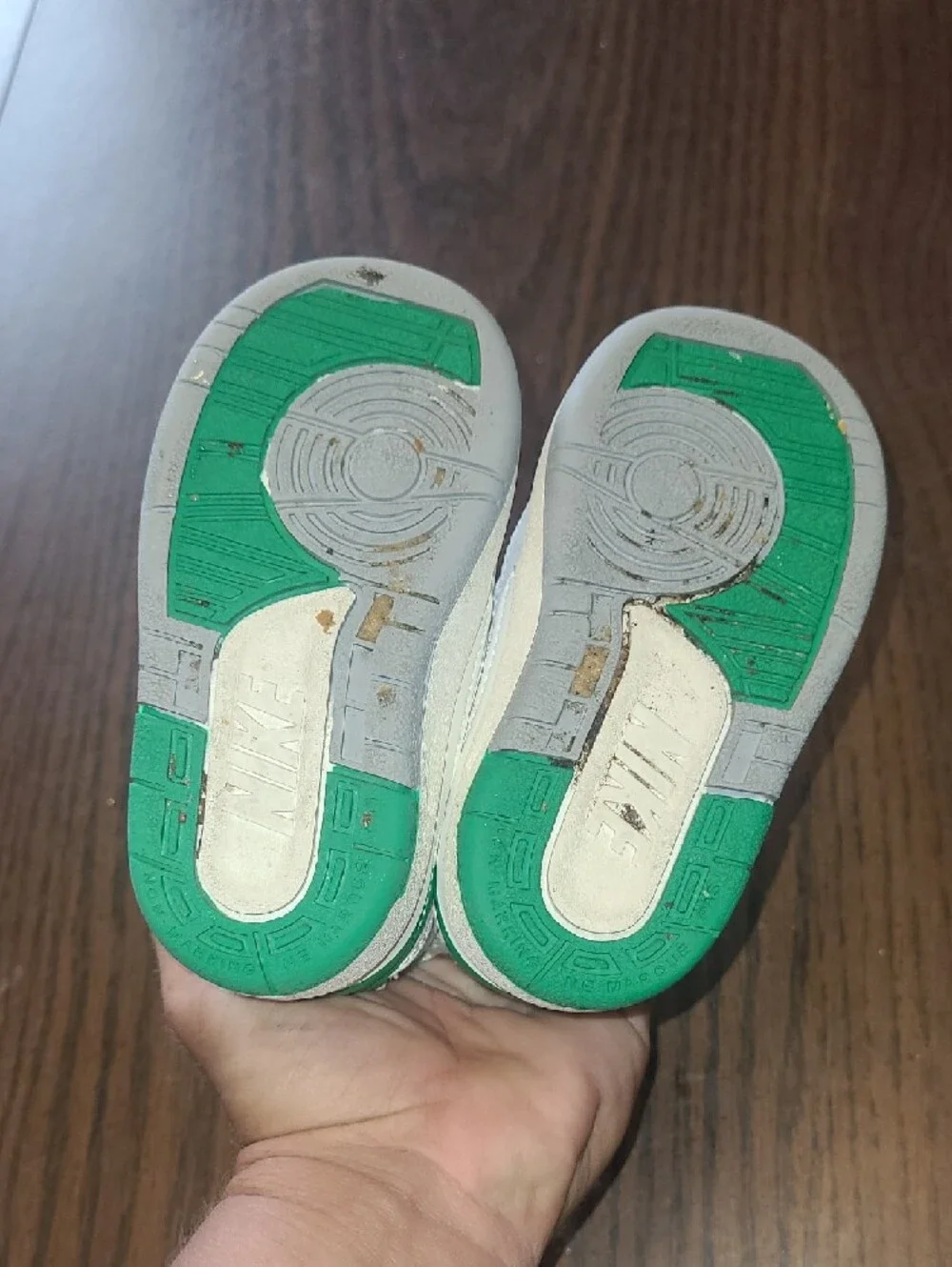 Nike Baby White and Green High-Top Sneakers Size 4c
